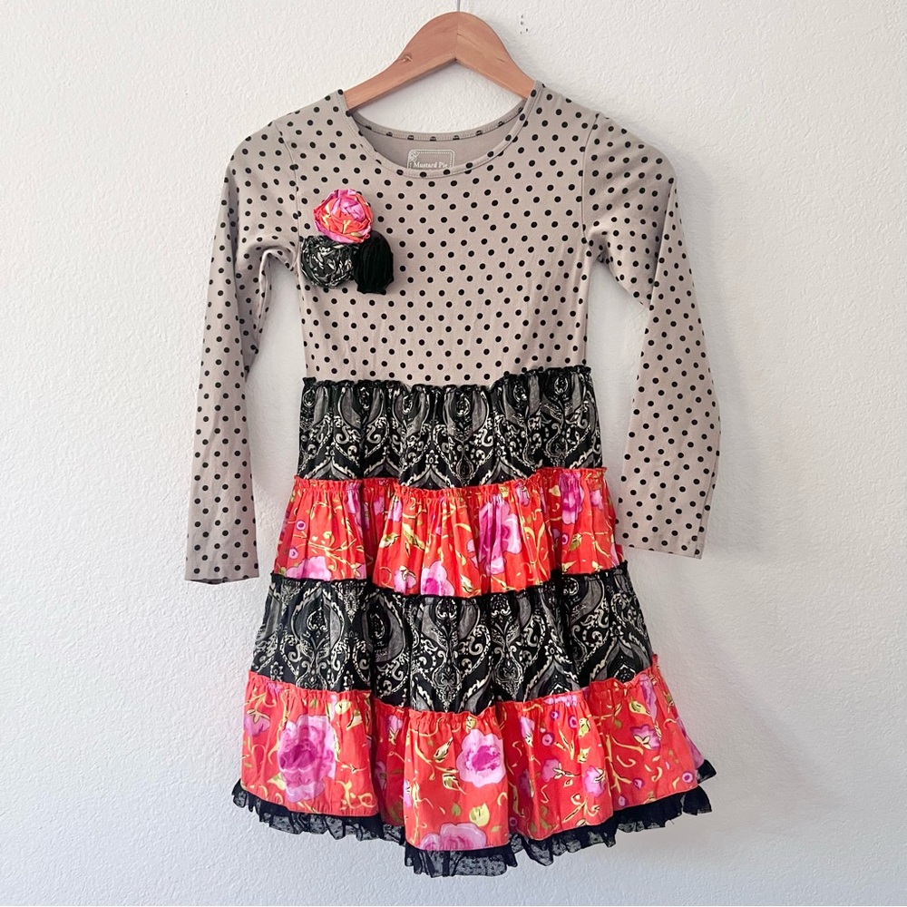 Mustard Pie Boutique Tiered Ruffle Polka Dot Dress Sz 8